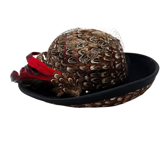 Vintage Don Anderson for Trio Accessories Feather PeachFelt Wool Bowler Hat main image 5